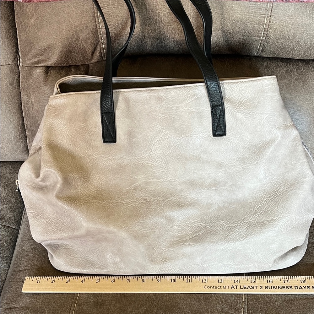 K.Carrol Elegant Cream Tote Bag with matching small bag